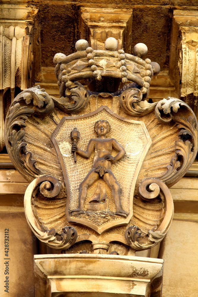 2017.04.30 Acireale, Sicily, detail of a historic building in the city 2017.04.30 Acireale, Sicily, detail of a historic building in the city