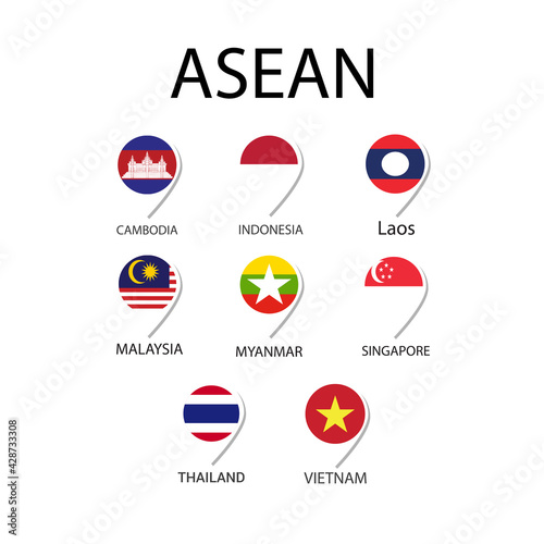 National flag in ASEAN, Vector pin icon design. Free Download National flag in ASEAN, Vector pin icon design. - GFXLoad