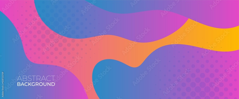 Liquid color trendy background design template. Fluid shapes with halftone dots. Creative illustration for poster, web, landing page, cover etc.