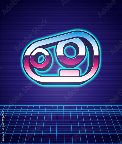 Retro style Car headlight icon isolated futuristic landscape background. 80s fashion party. Vector