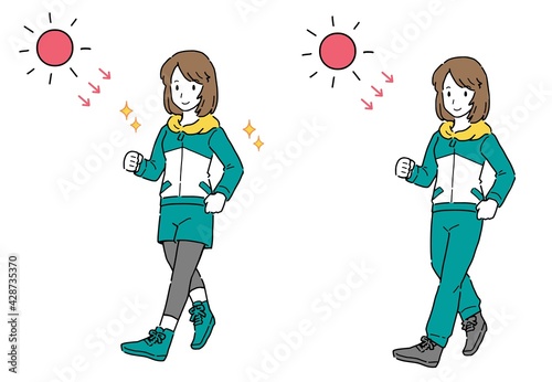 ウオーキングをしてセロトニンを増やす女性のイラスト