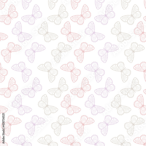Vector butterfly cute seamless repeat pattern design background