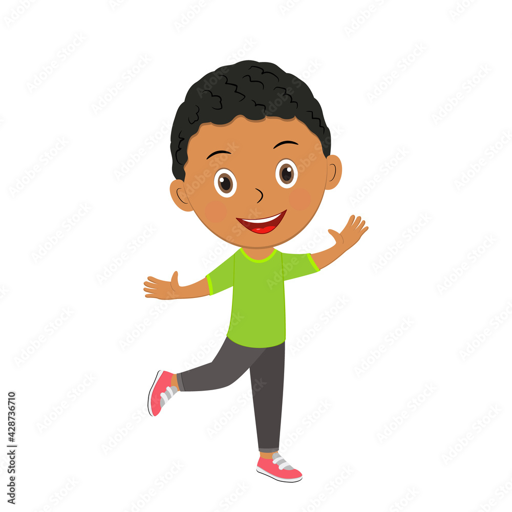 cute cartoon boy expresses happy, joy cute cartoon boy expresses happy, joy