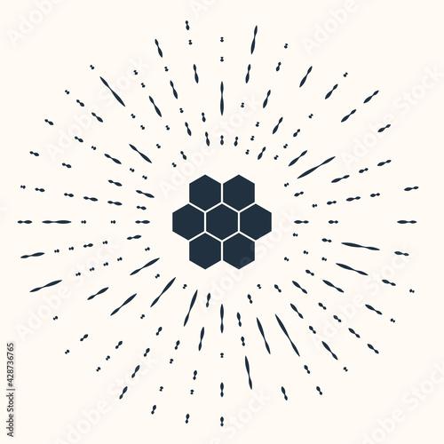 Grey Honeycomb icon isolated on beige background. Honey cells symbol. Sweet natural food. Abstract circle random dots. Vector