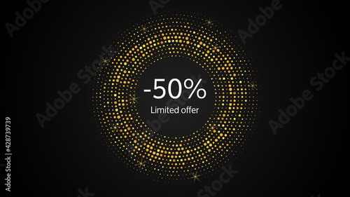 Limited offer gold halftone dotted banner