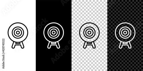 Set line Target sport icon isolated on black and white background. Clean target with numbers for shooting range or shooting. Vector