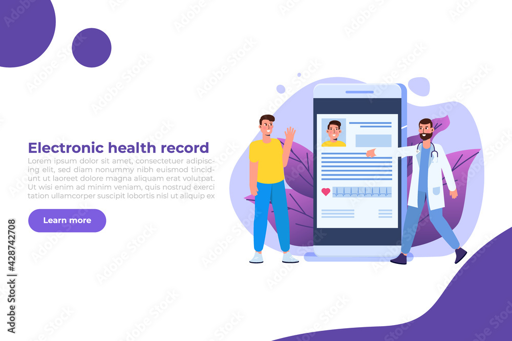 Electronic health record concept. Online healthy electronic check list. Vector illustration. Electronic health record concept. Online healthy electronic check list. Vector illustration.