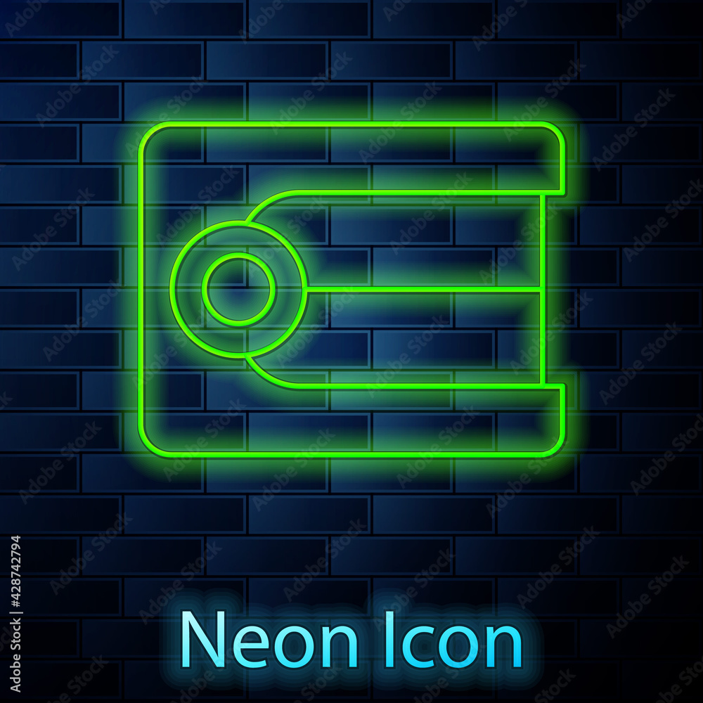 Glowing neon line Dentures model icon isolated on brick wall background. Dental concept. Vector Glowing neon line Dentures model icon isolated on brick wall background. Dental concept. Vector