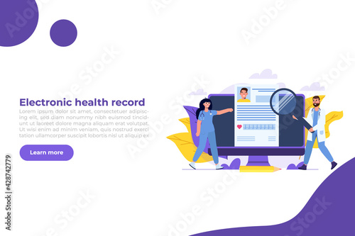 Electronic health record concept. Online healthy electronic check list. Vector illustration.