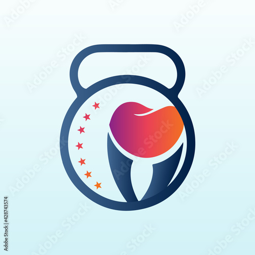 teeth guards Dental vector logo design with fitness icon