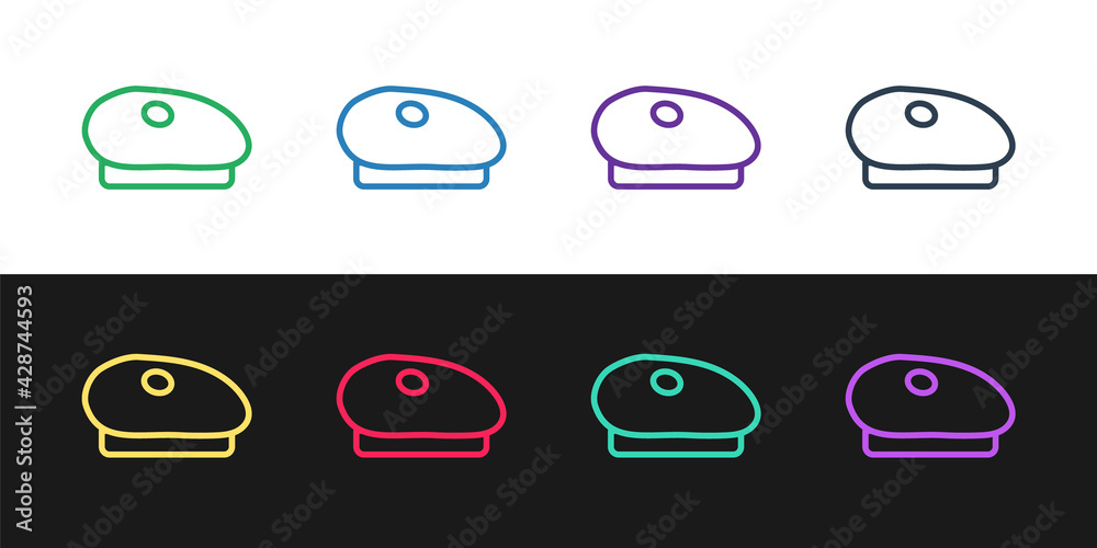 Set line French beret icon isolated on black and white background. Vector Set line French beret icon isolated on black and white background. Vector