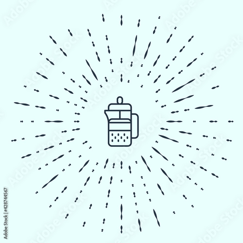 Black line French press icon isolated on grey background. Abstract circle random dots. Vector