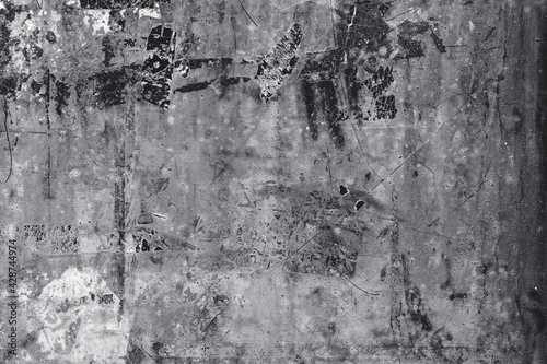 Grunge texture, shabby messy surface as background, black and white
