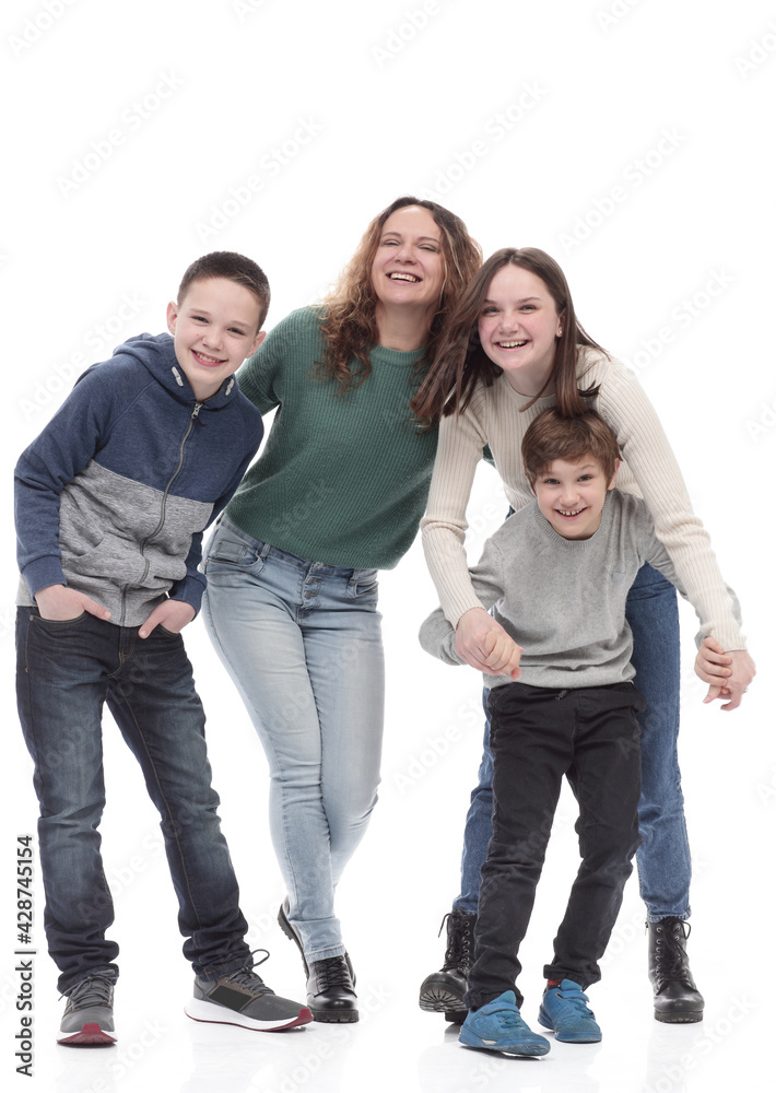 in full growth. happy family standing together. in full growth. happy family standing together.