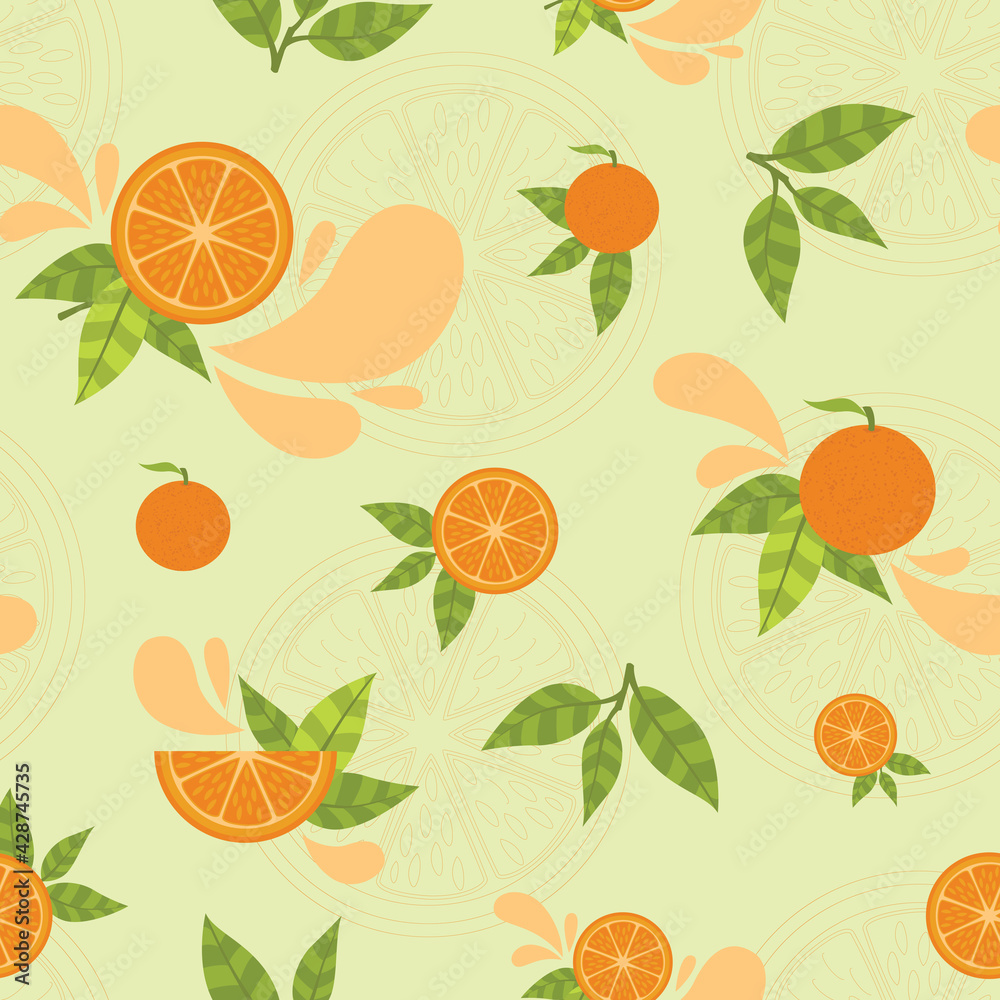 Citrus Splash Vector Seamless Surface Pattern Design
