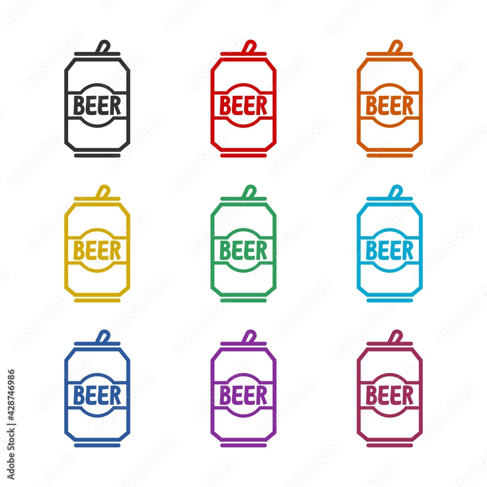 Beer can icon isolated on white background color set Beer can icon isolated on white background color set