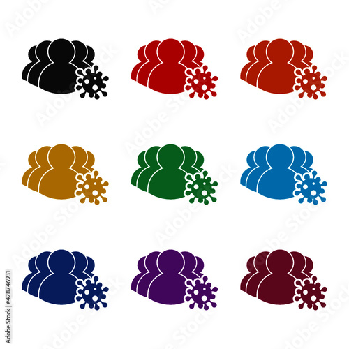One Infected in group icon isolated on white background color set