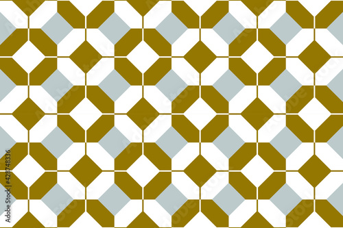 Octagons segmented into quarters in alternating gold and white repeat pattern on a light gray background, geometric vector illustration