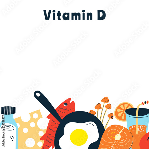 The main food sources of vitamin D. the concept of healthy eating.