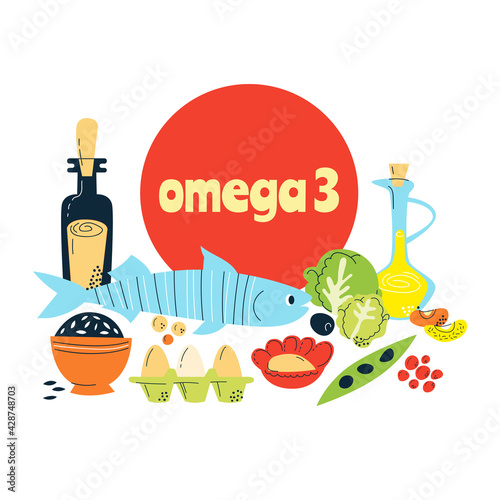 Major Dietary Sources of Omega 3. Healthy Eating Concept.
