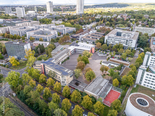 Friedrich Ebert Gymnasium School federal government district aerial panoramic view in Bonn city in Germany