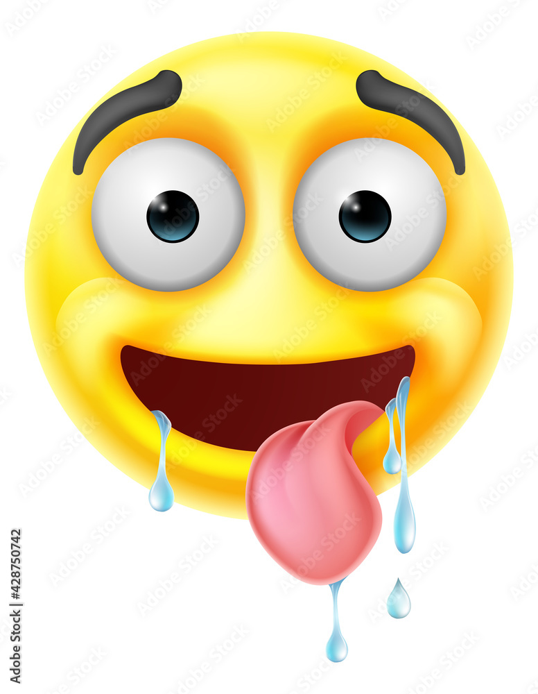 Drooling Saliva Emoticon Tongue Face Cartoon