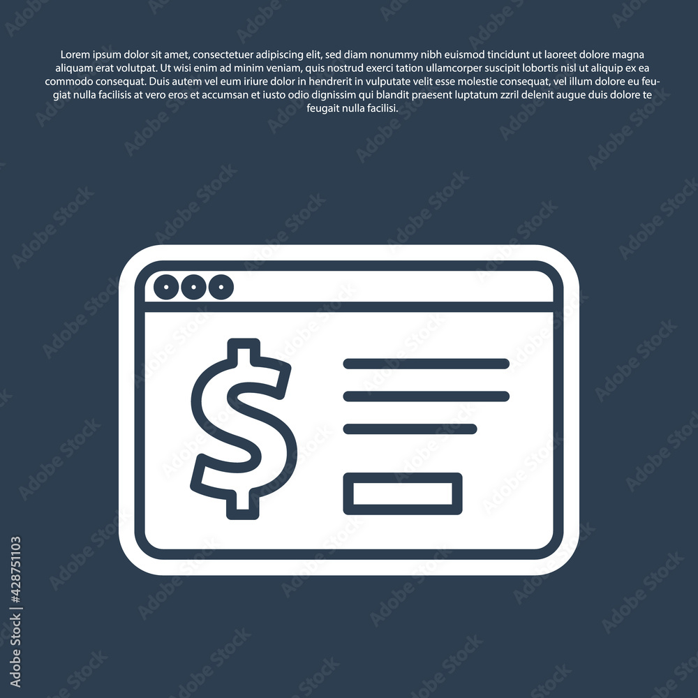 Blue line Online banking with dollar icon isolated on blue background. Sending money around the world, money transfer, financial transaction. Vector Blue line Online banking with dollar icon isolated on blue background. Sending money around the world, money transfer, financial transaction. Vector