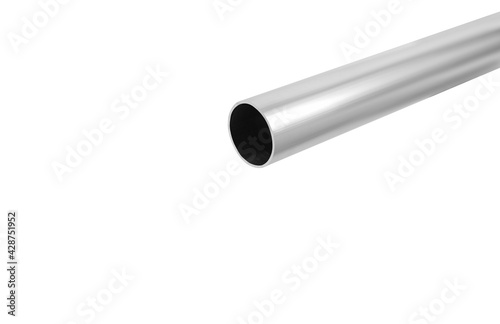 Aluminum pipe with thin walls insulated on a white background
