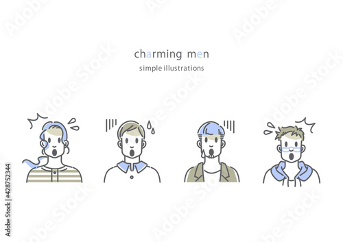ガーン　男性　シンプルでおしゃれな線画イラスト