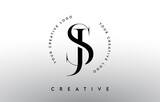 JS Letter Logo Design with Serif Typography Font and Elegant Modern Look