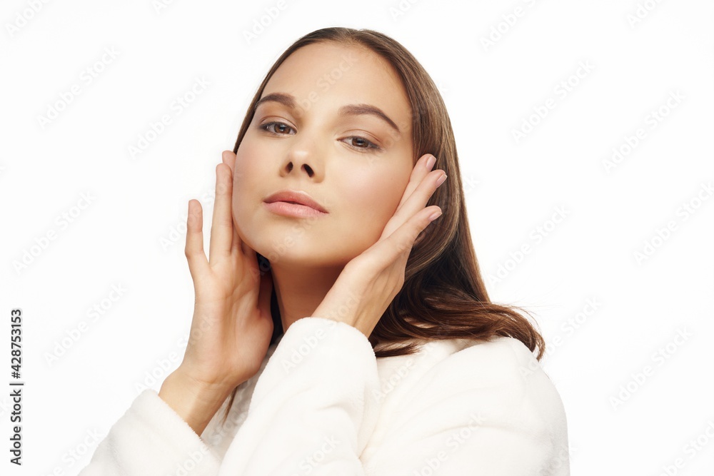 woman clean skin smoothness wrinkle removal youth light sweater woman clean skin smoothness wrinkle removal youth light sweater