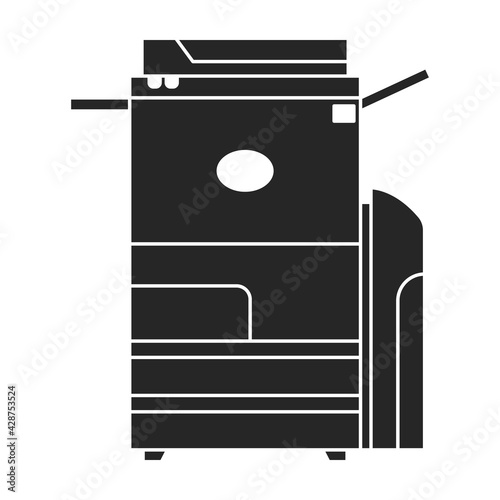 Printer office vector black icon. Vector illustration printer on white background. Isolated black illustration icon of office machine.