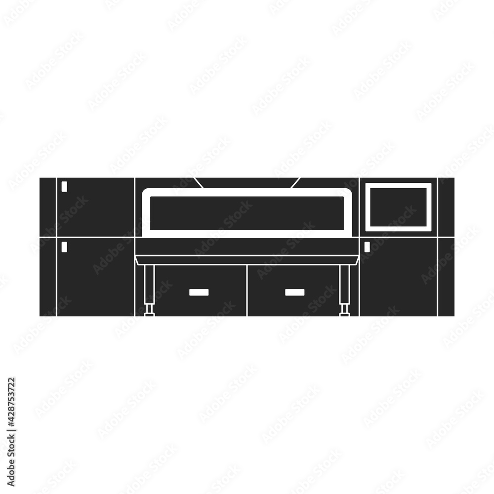 Printer office vector black icon. Vector illustration printer on white background. Isolated black illustration icon of office machine.