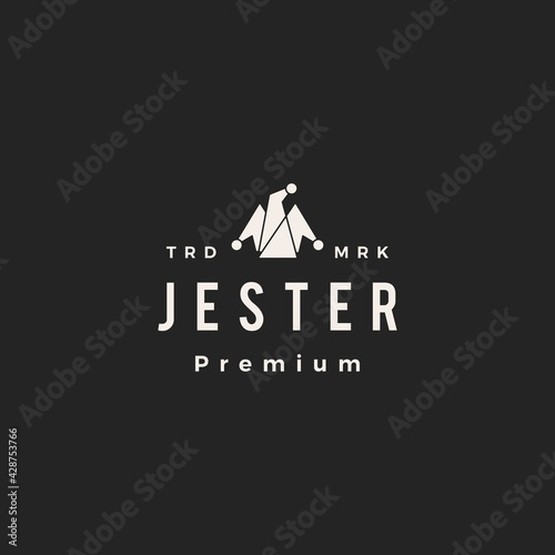 jester hat hipster vintage logo vector icon illustration