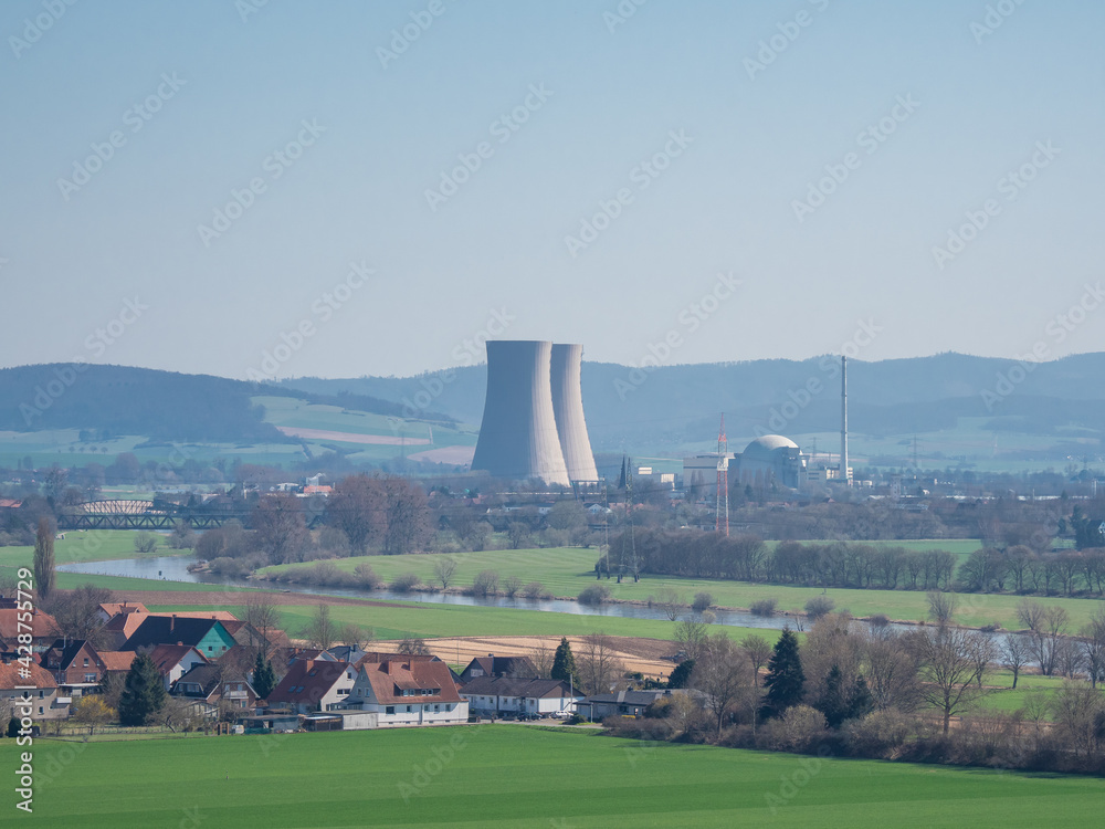 landscape with nuclear power in Grohnde, Germany