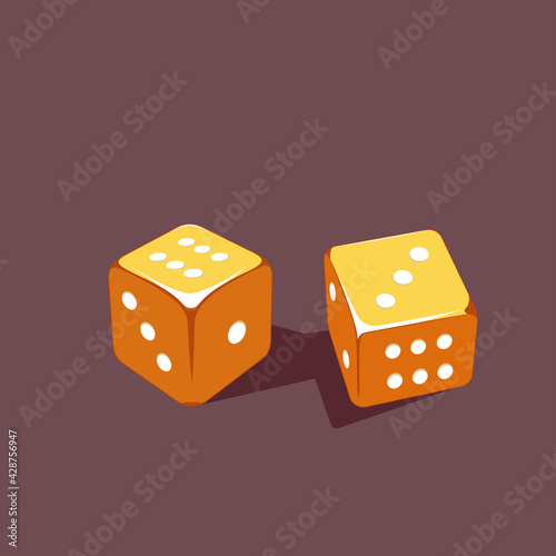 Illustration of golden dices shows the sum of the number nine