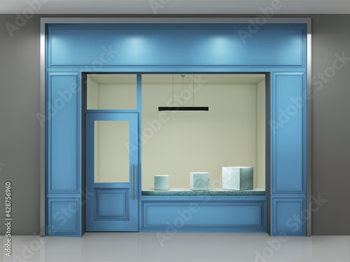 Glass facade and showcase for the store 4. 3d vector illustration