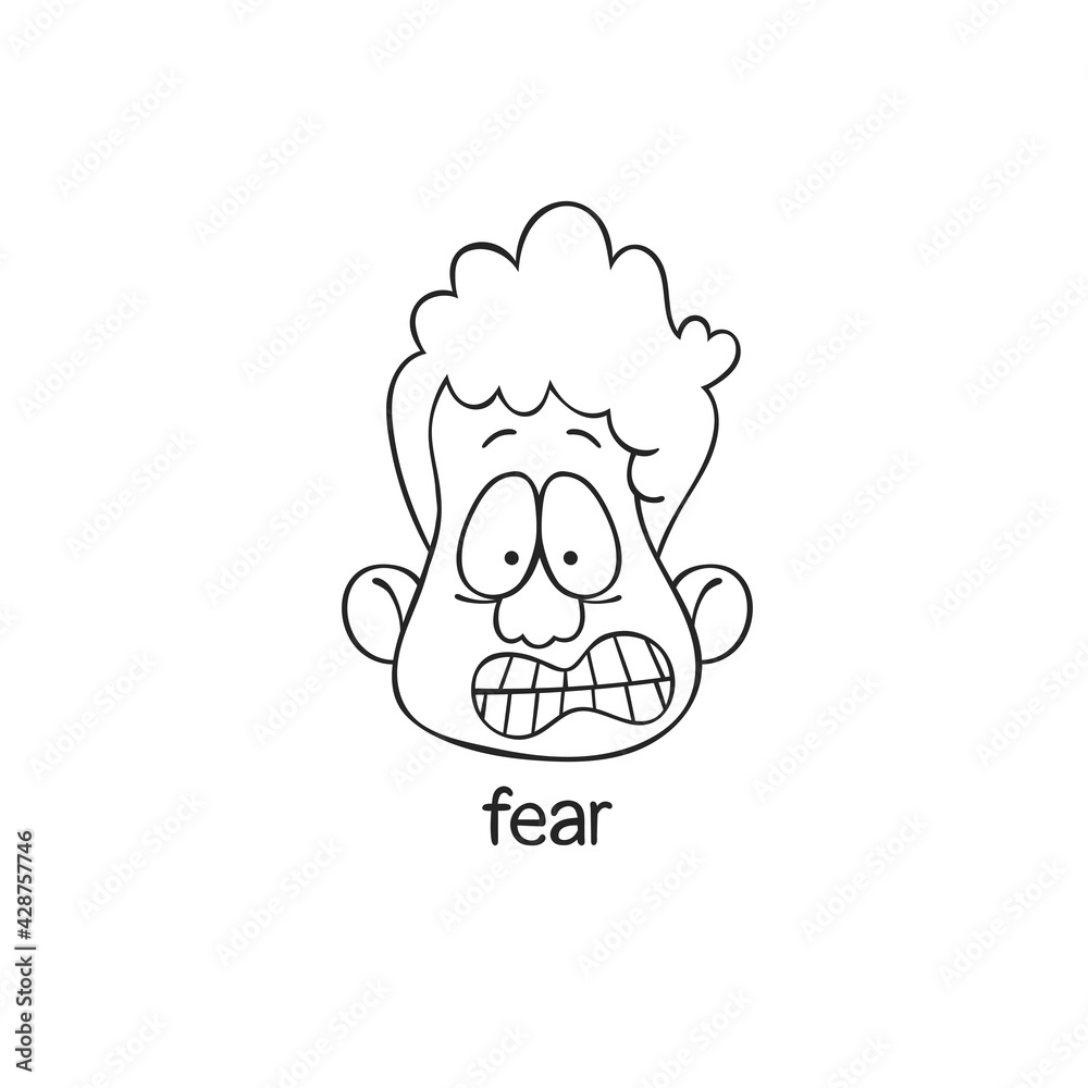 Fear. Emotion. Human face. Cartoon character. Isolated vector object on white background. Fear. Emotion. Human face. Cartoon character. Isolated vector object on white background.