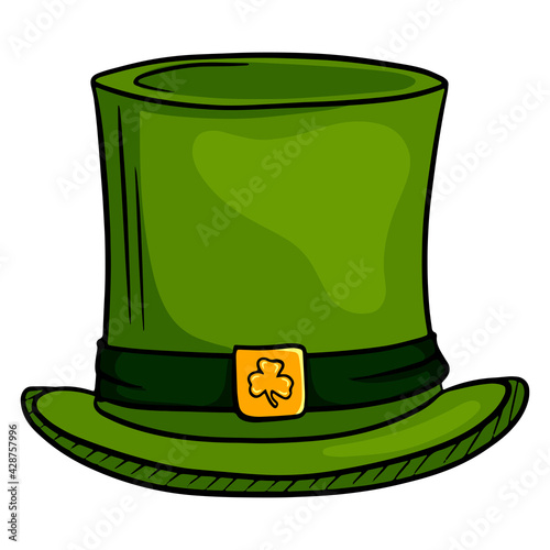 Cylinder headdress. Irish top hat. St.Patrick 's Day. Cartoon style. photo