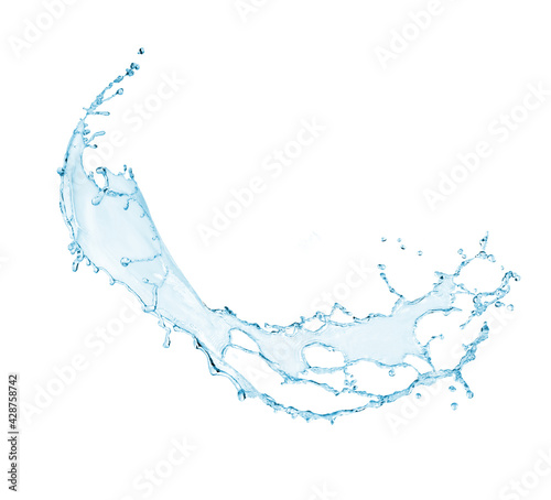 Beautiful splash of blue water on a white background