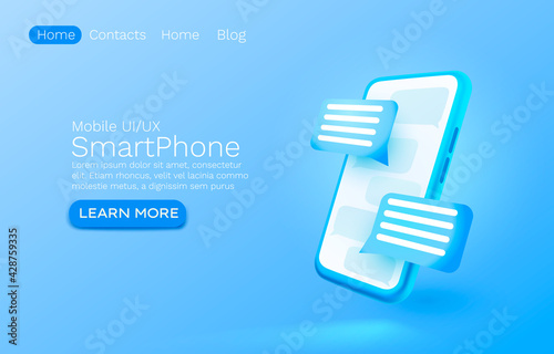 Mobile email message, chat internet, web site banner design. Vector