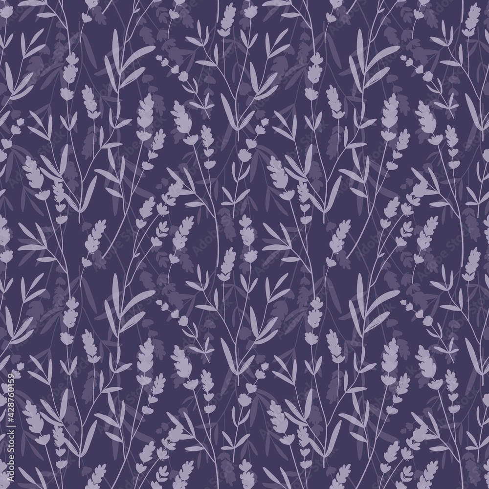Lavender purple vector seamless pattern. Violet lavender hand draw background. Lavender purple vector seamless pattern. Violet lavender hand draw background.