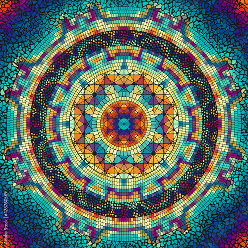 Vector seamless mosaic art pattern. Art background.