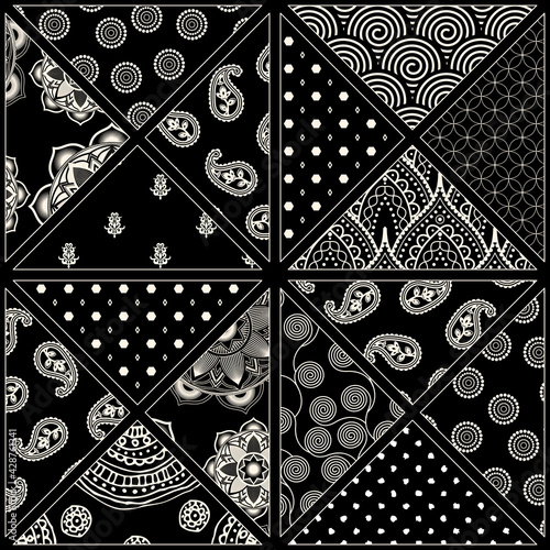 Patchwork textile pattern. Seamless quilting design background.