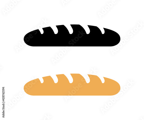 Vector french bread illustration baguette logo. Food bread flat hot icon