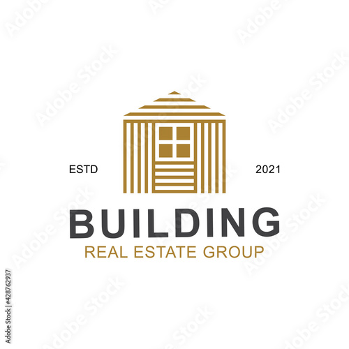 linear style Logo of modern home for construction, home wood, real estate, building, property