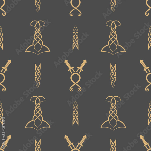 Seamless pattern of ancient Scandinavian