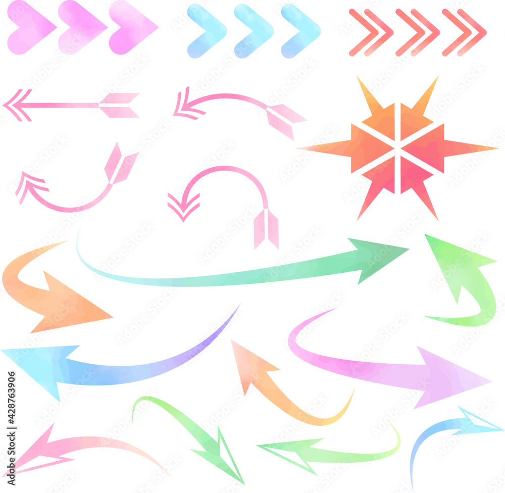 Fototapeta premium 淡い水彩矢印セット