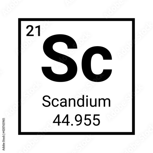 Scandium metal element symbol icon. Periodic table scandium element