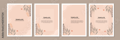 Social media stories, posts, highlights templates. Abstract floral vector backgrounds with copy space for text